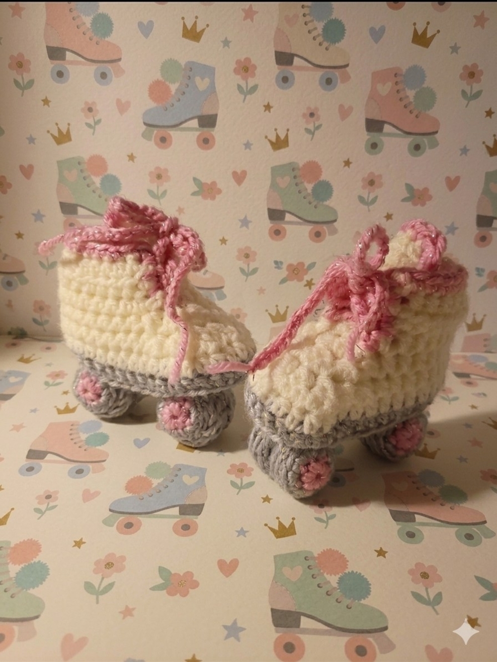 Handmade Crochet Newborn Baby Girl Roller Skate Booties 0-3 Months